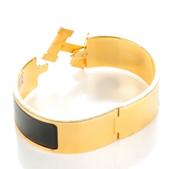 HERMES Enamel Wide Clic Clac H Bracelet GM Black - Picture 3 of 4